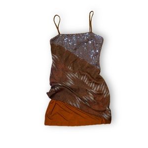 Rare Missoni Saks Fifth Avenue womans copper metallic sequin slip on dress 44